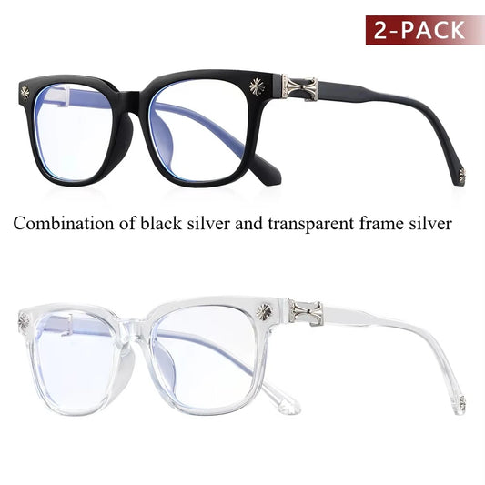 Chrome x Heart Blue Light Glasses Black and Clear Two Pack